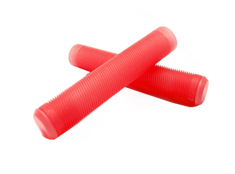 mixed terrain bike grips-Eastern Riblet Flangeless BMX Grips - Trans Red