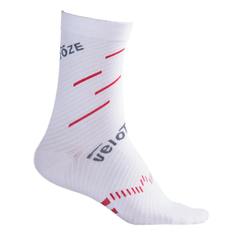 cycling clothing for mini frames-Calze VeloToze Active Compression Coolmax - Bianco rosso