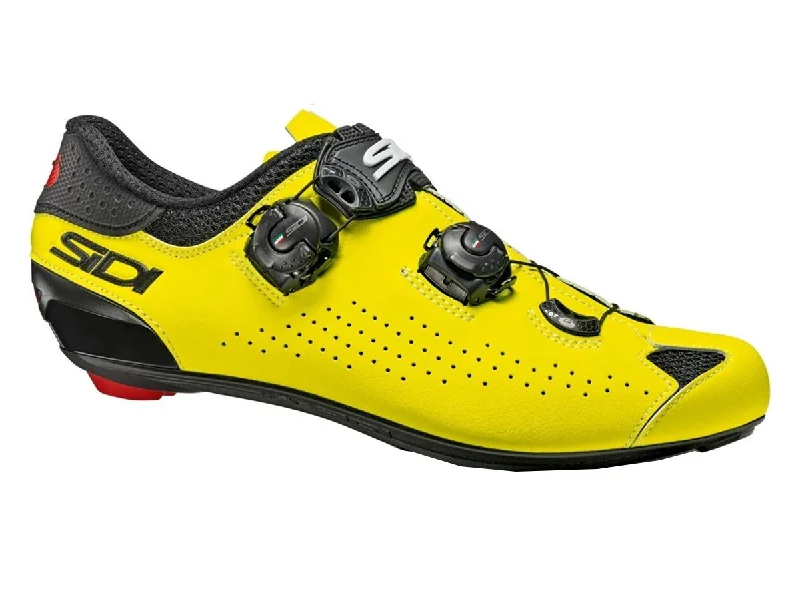 cycling clothing with heat trap-Sidi Genius 10 Road Shoe - Black-Yellow Fluo