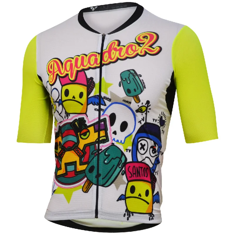 cycling clothing for wet days-Maglia Aquadro2 Cartoon - Bianco giallo