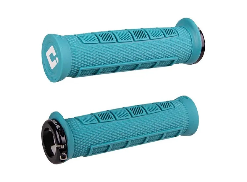 durable elite bicycle grips-ODI Elite Pro Lock-On Bonus Pack MTB Grips - Turquoise