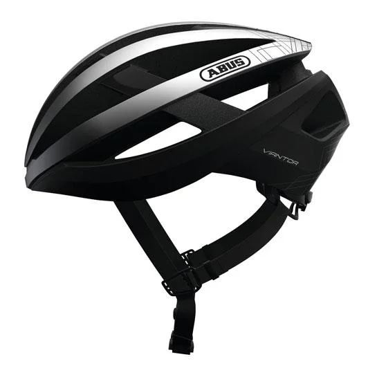 Bicycle helmet removable straps-Abus Viantor Road Helmet - Gleam Silver